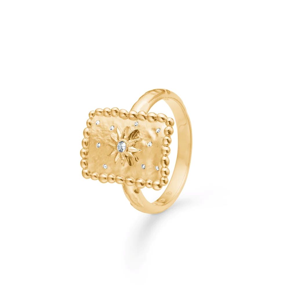 Studio Z - Liora forgyldt sølv ring med plade og sten - 7247950