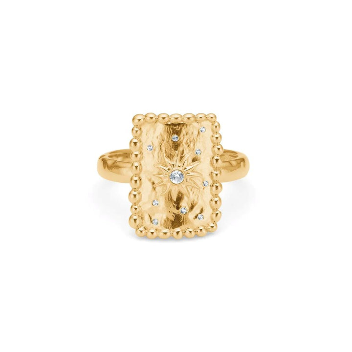 Studio Z - Liora forgyldt sølv ring med plade og sten - 7247950