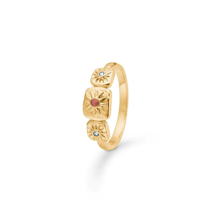 Studio Z - Liora forgyldt sølv ring med pink sten - 7247959
