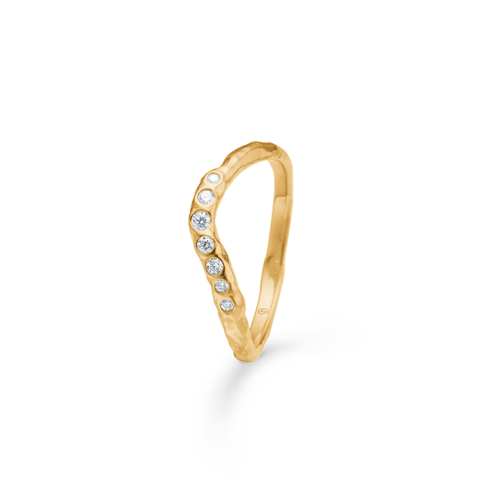 Studio Z - Veil ring i forgyldt med zirkonia i organisk look - 7247967