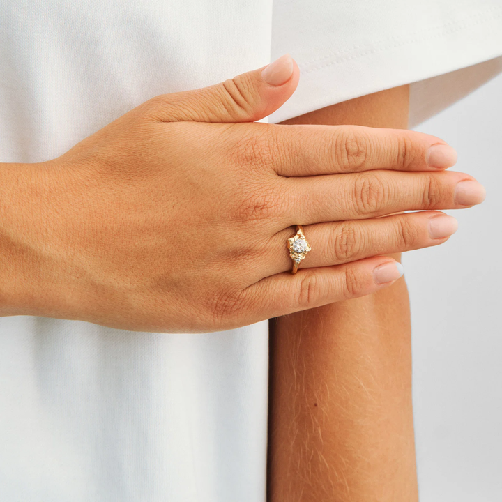 Studio Z - Veil ring i forgyldt med stor zirkonia - 7247968