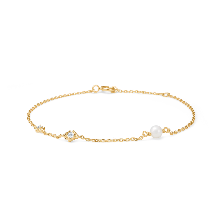 Studio Z - Veil armbånd i forgyldt med zirkonia og perle - 7253967