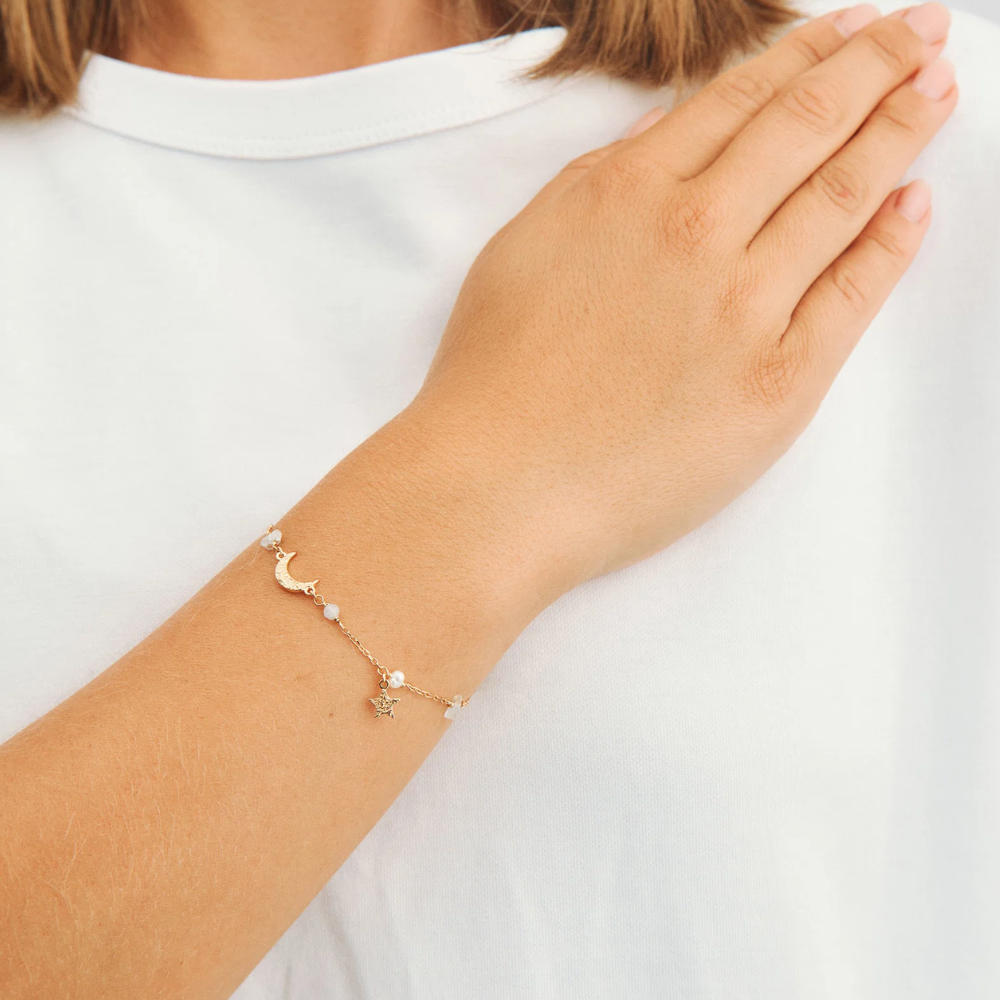 Studio Z - Moonlight armbånd i forgyldt med sten og perler - 7256440