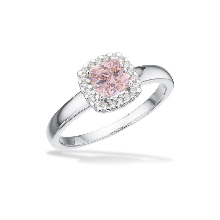 Scrouples - Sølv rosette ring med Pink sten og zirkonia - 729582