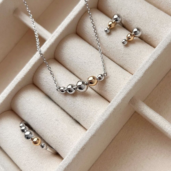 Scrouples - Sølv ring med kugler i sølv og guld - 730012