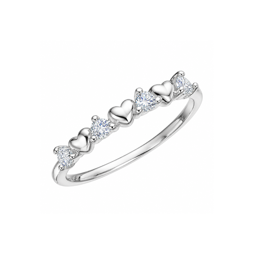 Scrouples - Girls ring i sølv med hjerter og zirkonia - 730952