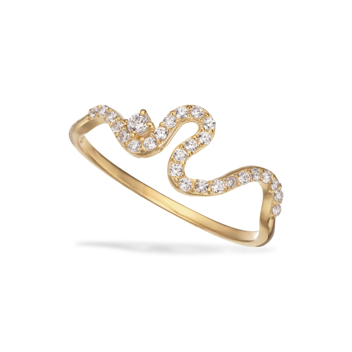 Scrouples - Slange ring med zirkonia i guldbelagt sølv - 731132