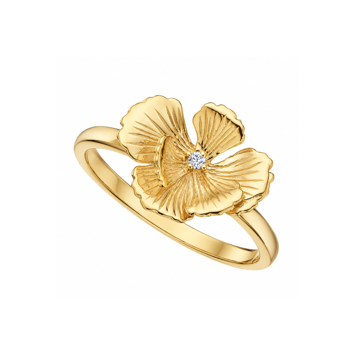Scrouples - Forgyldt blomster ring med zirkonia - 731542