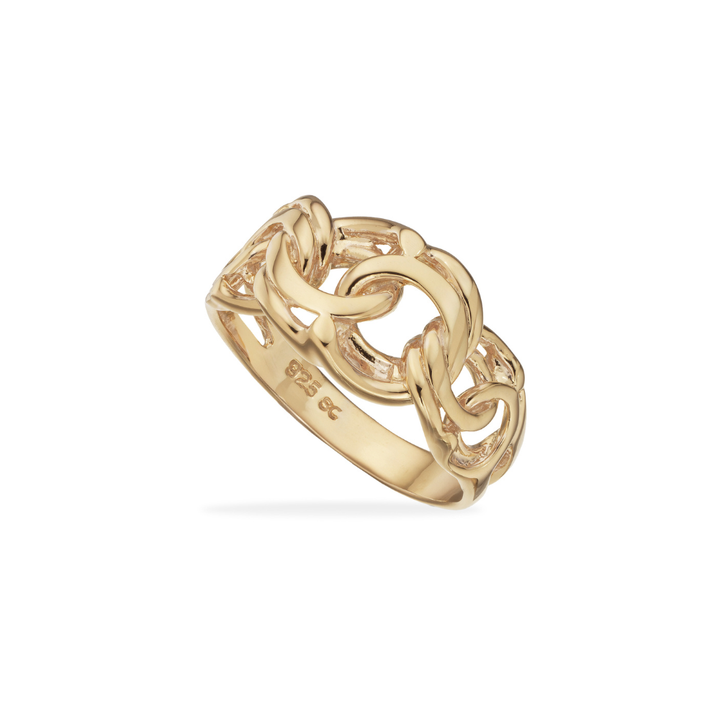 Scrouples - Forgyldt sølv ring med bismark mønster - 731582
