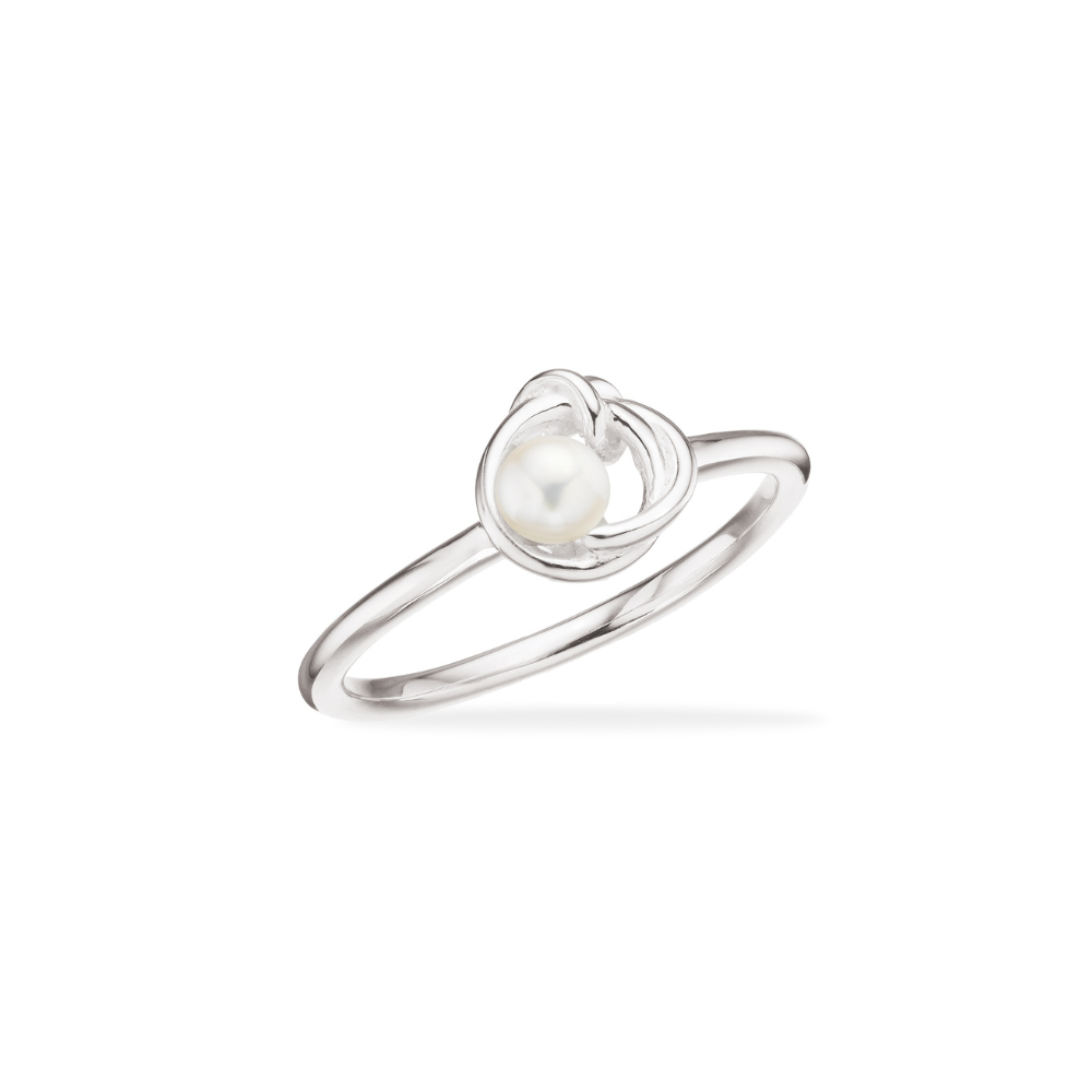 Scrouples - Sølv ring med knude design og ferskvandsperle - 731602