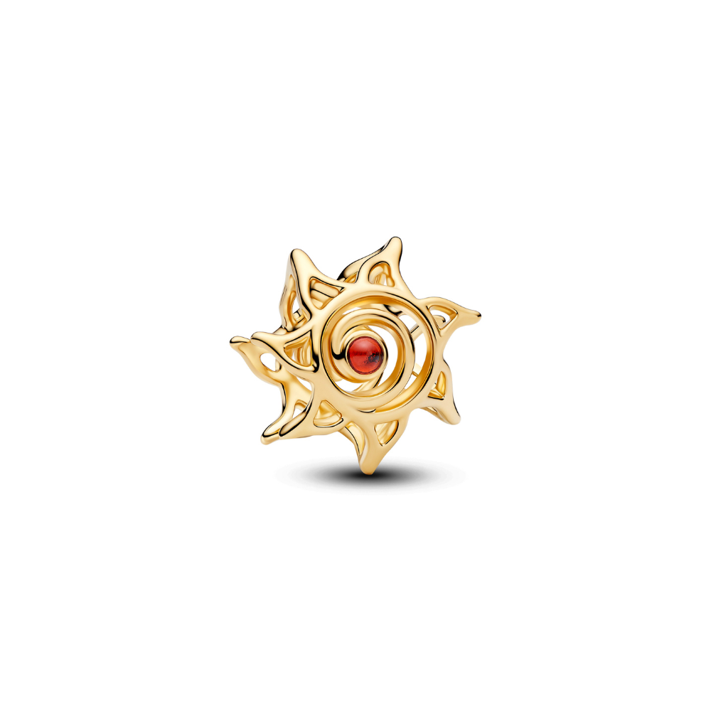 Pandora - Sol Openwork charm i forgyldt med orange zirkonia - 764625c01