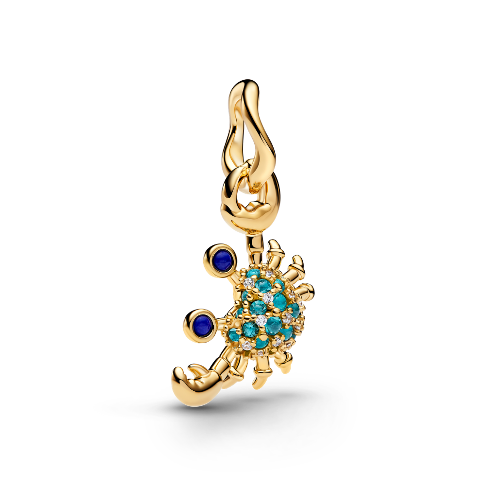 Pandora - Krabbe charm med vedhæng i forgyldt - 764684c01