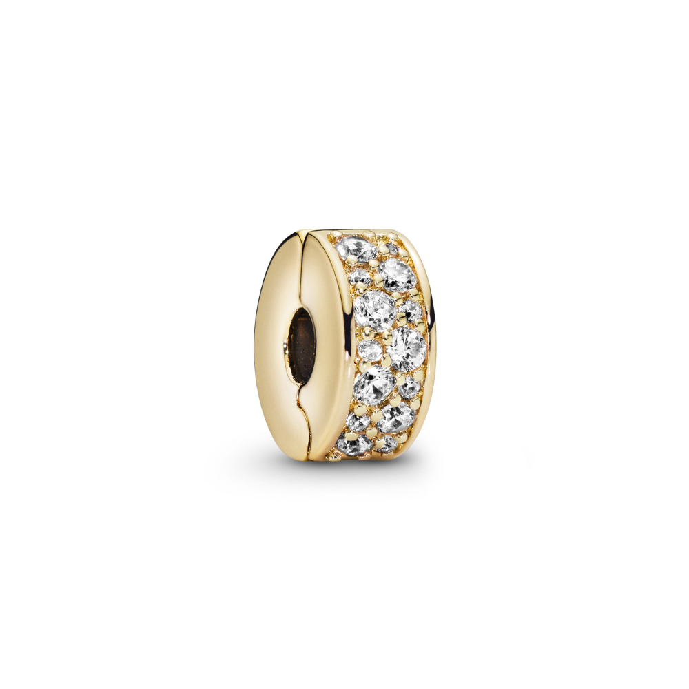 Pandora - Guldbelagt klemmeled med zirkonia sten - 768658c01
