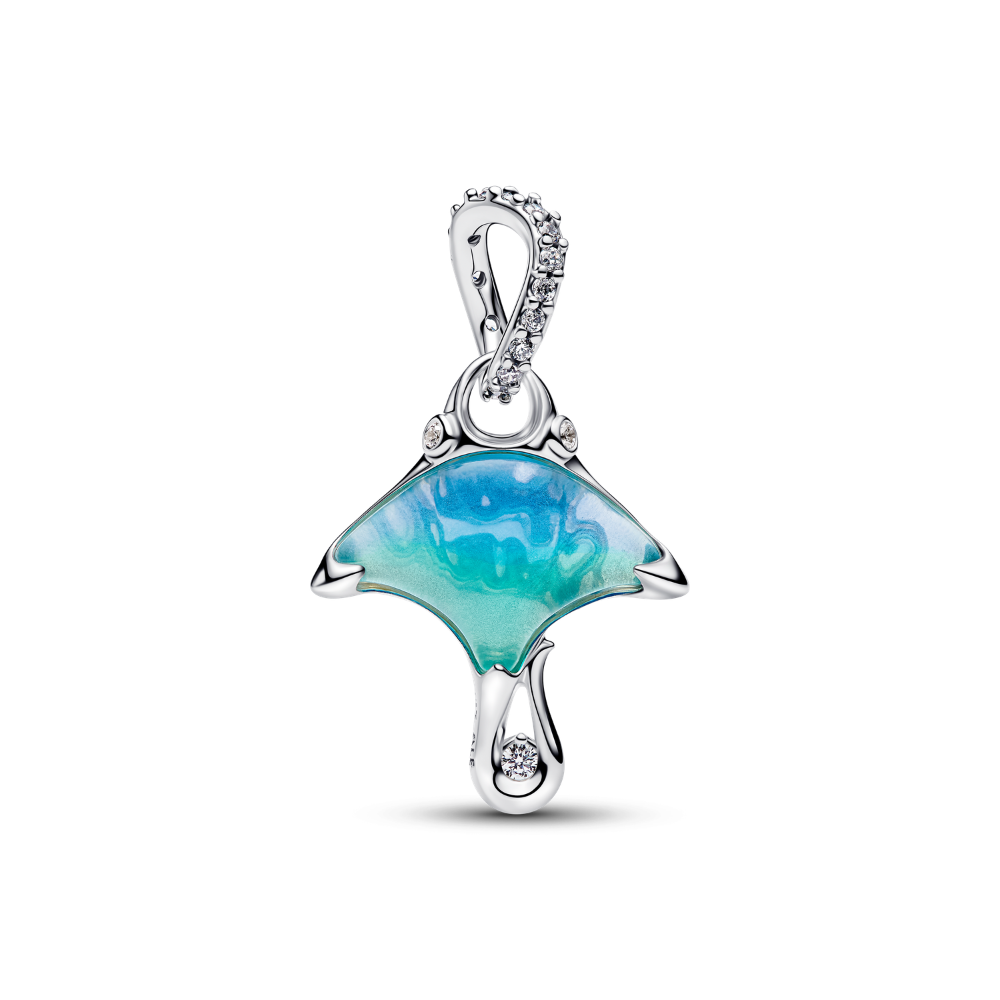 Pandora - Djævlerokke charm i sølv med blå muranoglas og zirkonia - 794685c01