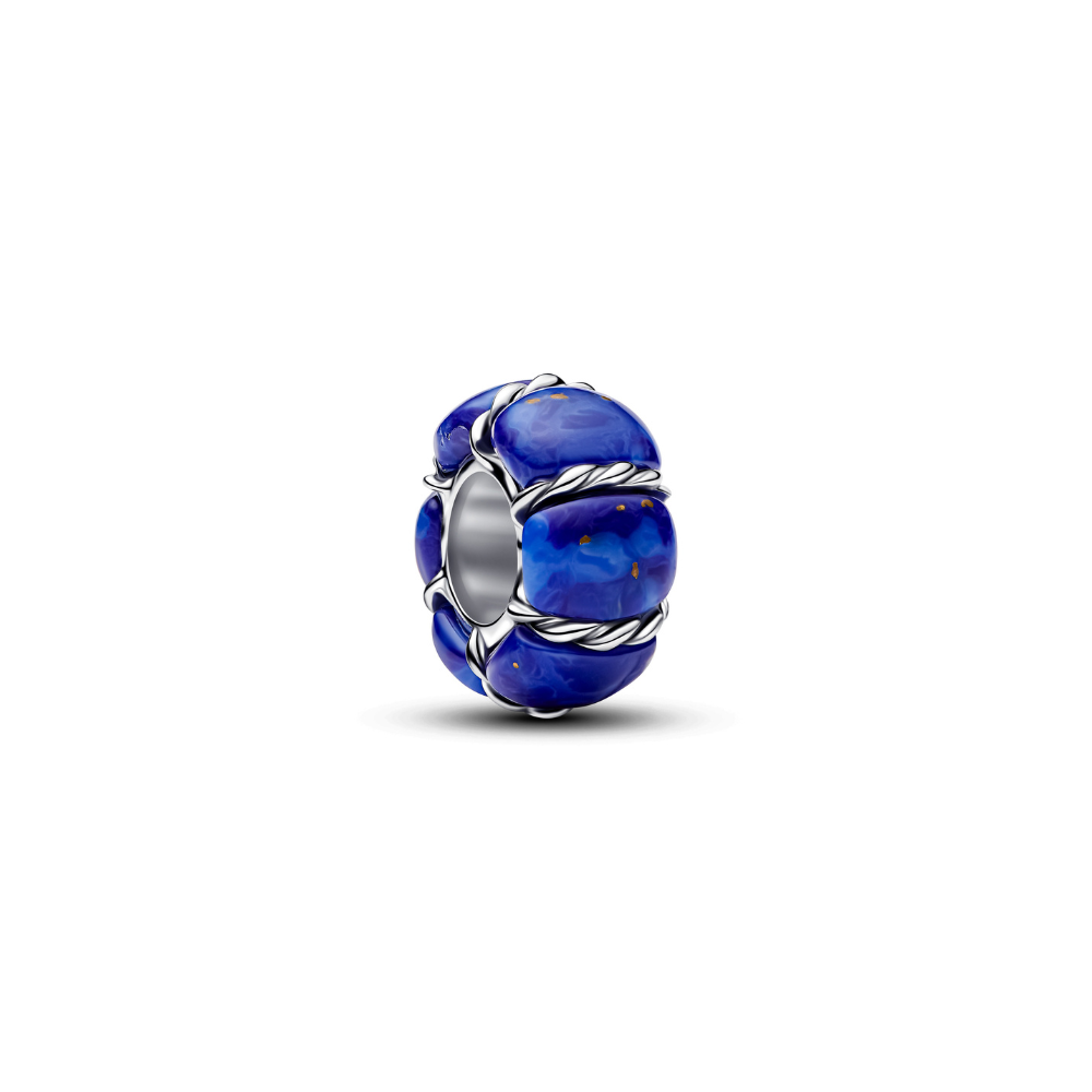 Pandora - Bøje charm i sølv med blå sten - 794693c01