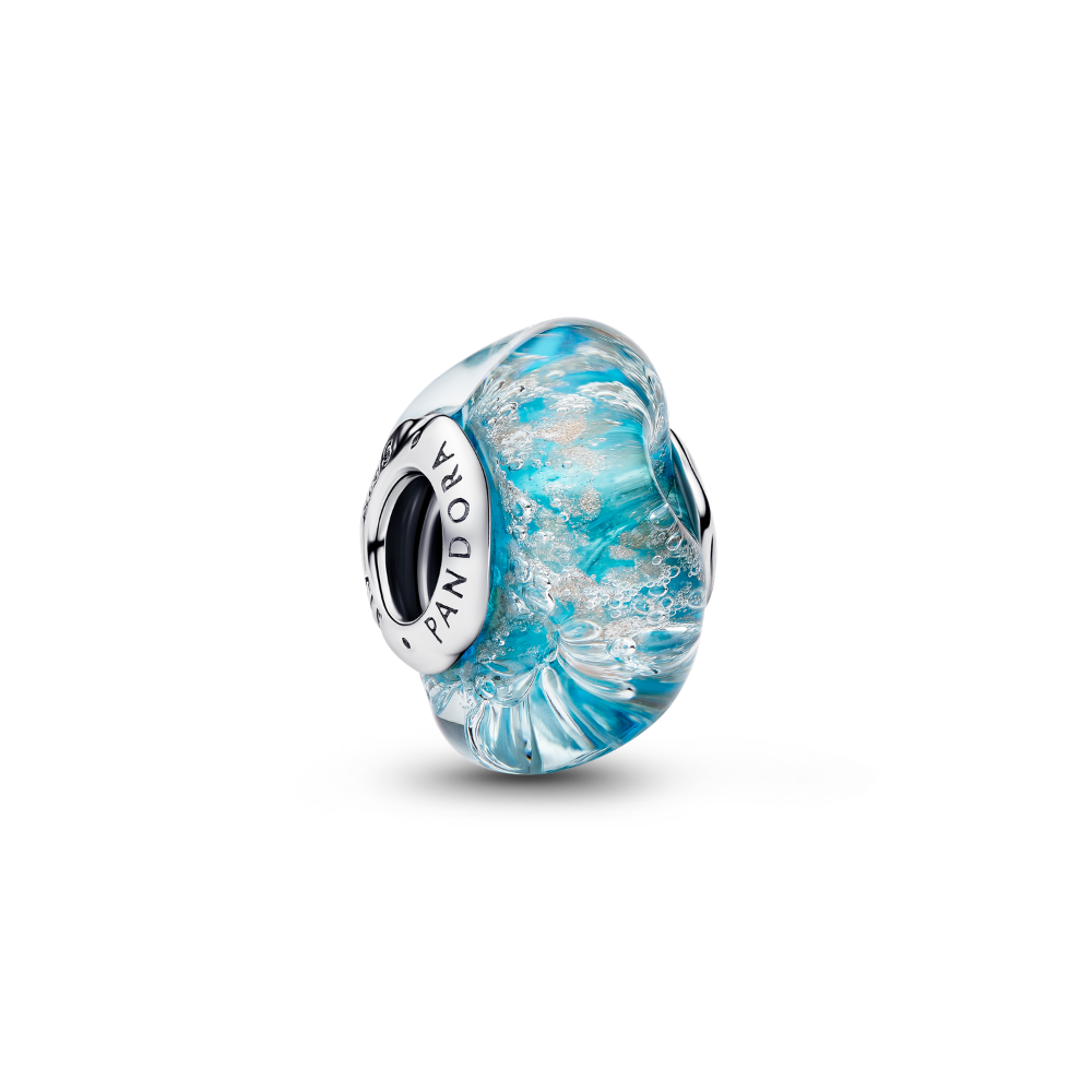 Pandora - Turkis Muranoglas & Glitter charm i sølv - 794701c01