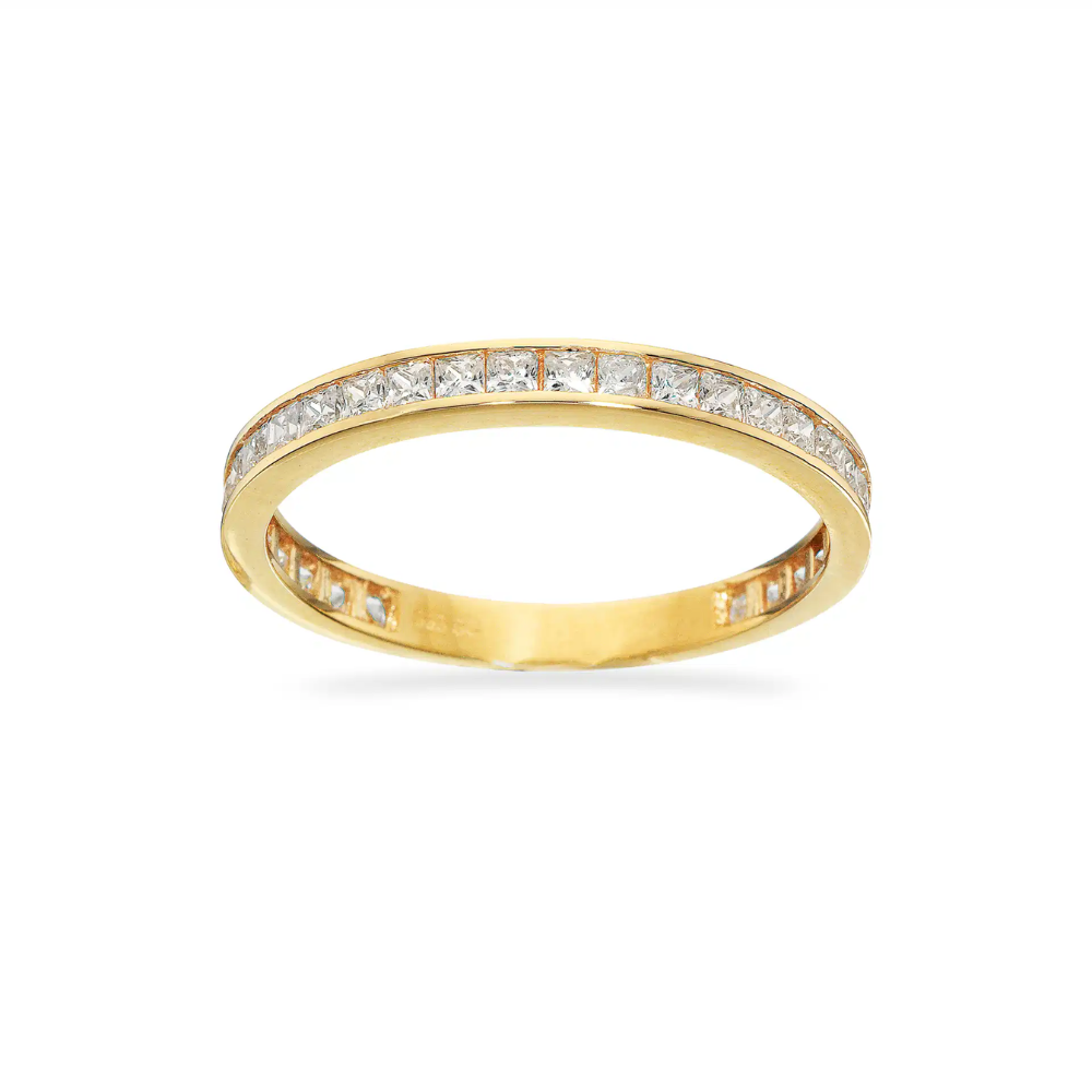 Scrouples - 8 karat guld bånd ring med cubic zirkonia - 711873