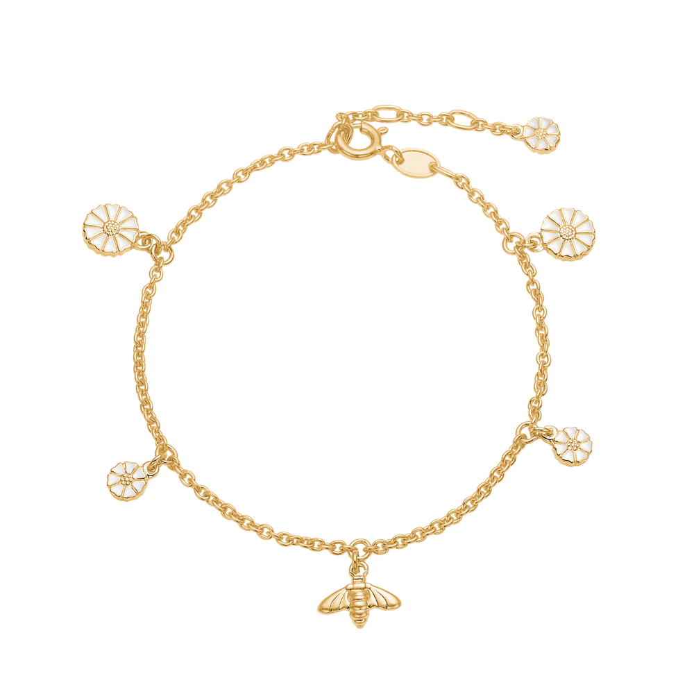 Lund Copenhagen - Forgyldt armbånd med bi og margueritter - 9015084-m