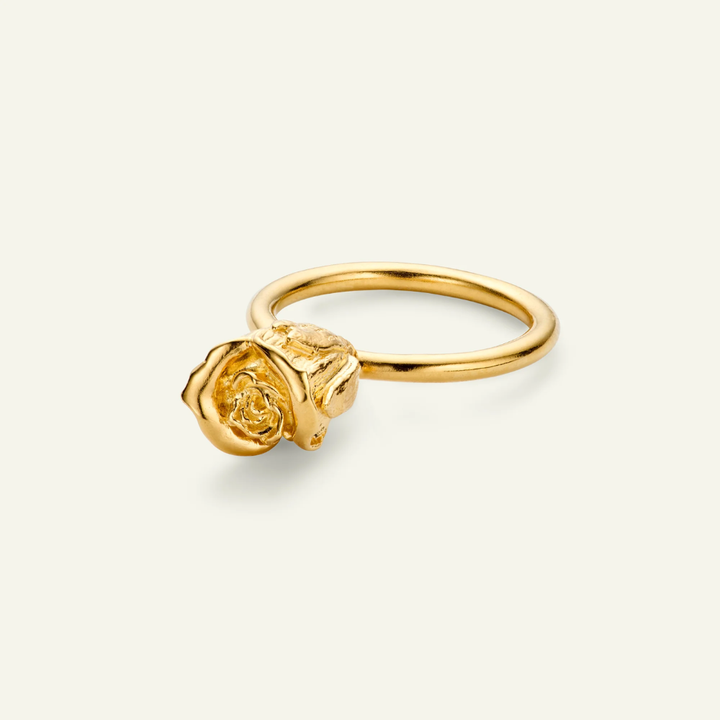 Flora Danica - Rose statement ring i forgyldt  - ros-ri-g