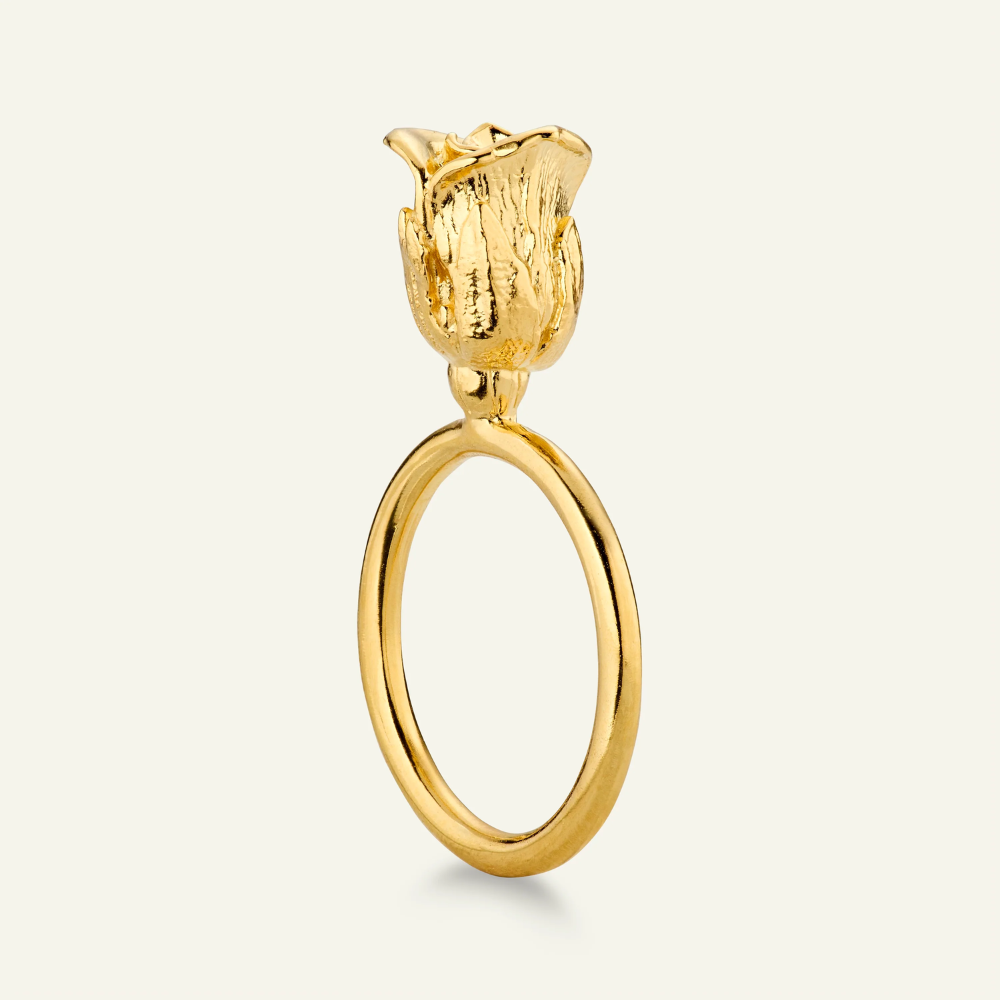 Flora Danica - Rose statement ring i forgyldt  - ros-ri-g