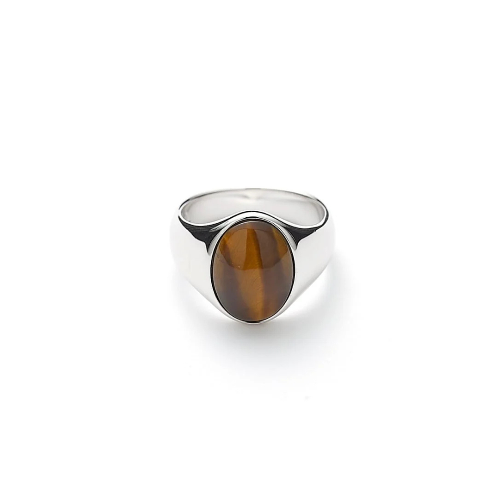 Alxander Lynggaard - Oval signet ring i sølv med tigerøje - h30031