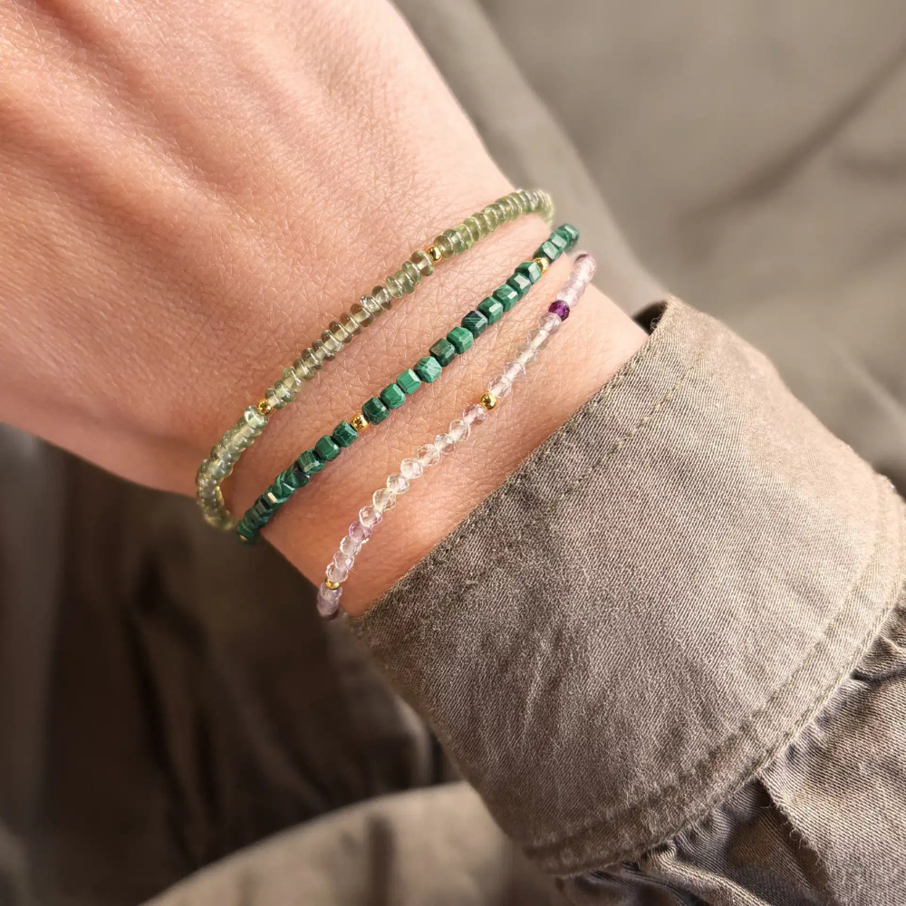 Scrouples - Guldbelagt sølv armbånd med sten af Fluorit - 39852a,m