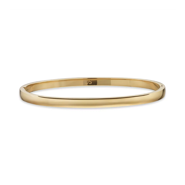 Molly - Oval armring med klik lås i guldfarvet stål - st60002