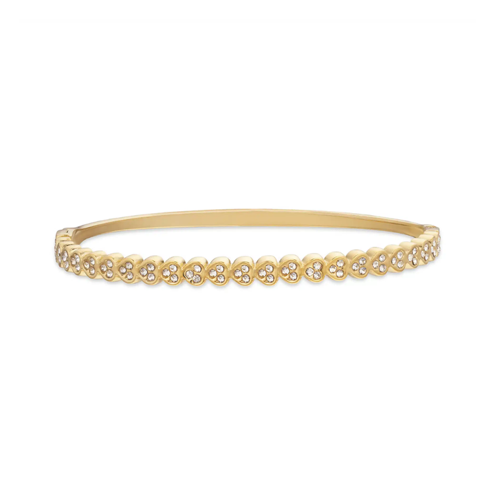 Molly - Armring med hjerter og sten af zirkonia i guldfarvet stål - st60004