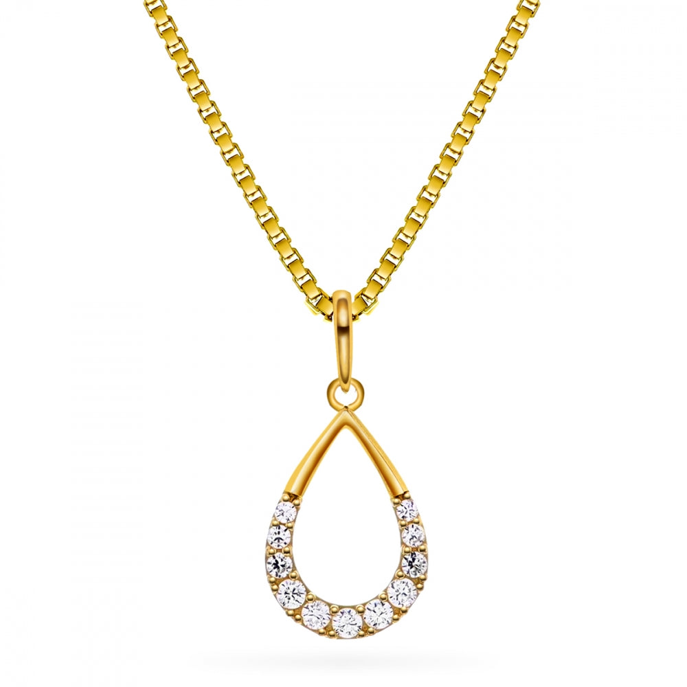 Arne Nordlie - 14kt dråbevedhæng med sten og forgyldt kæde 