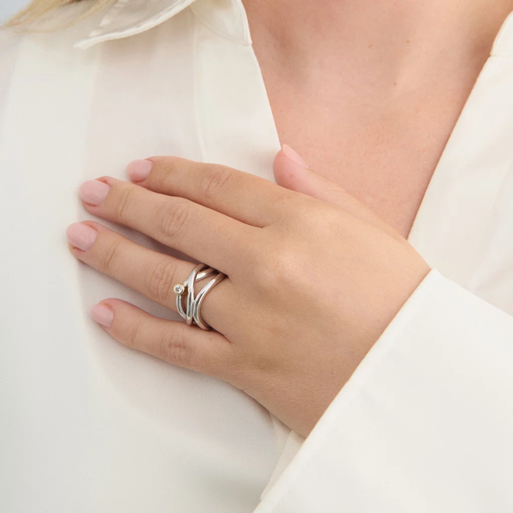 Mads Z - Astrid sølv og guld ring med zirkonia - 2147183