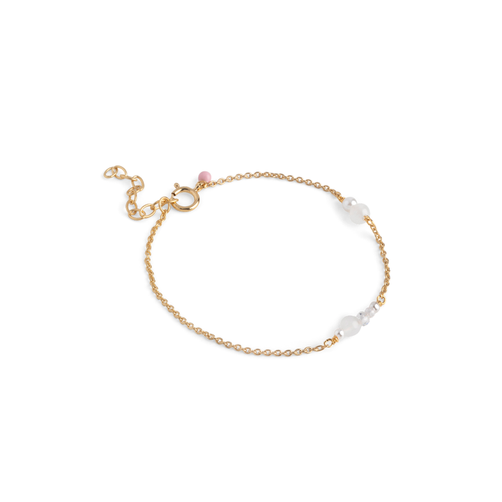 Enamel - Sofia White and Pearls armbånd i forgyldt - B136G-Whiteandpearls
