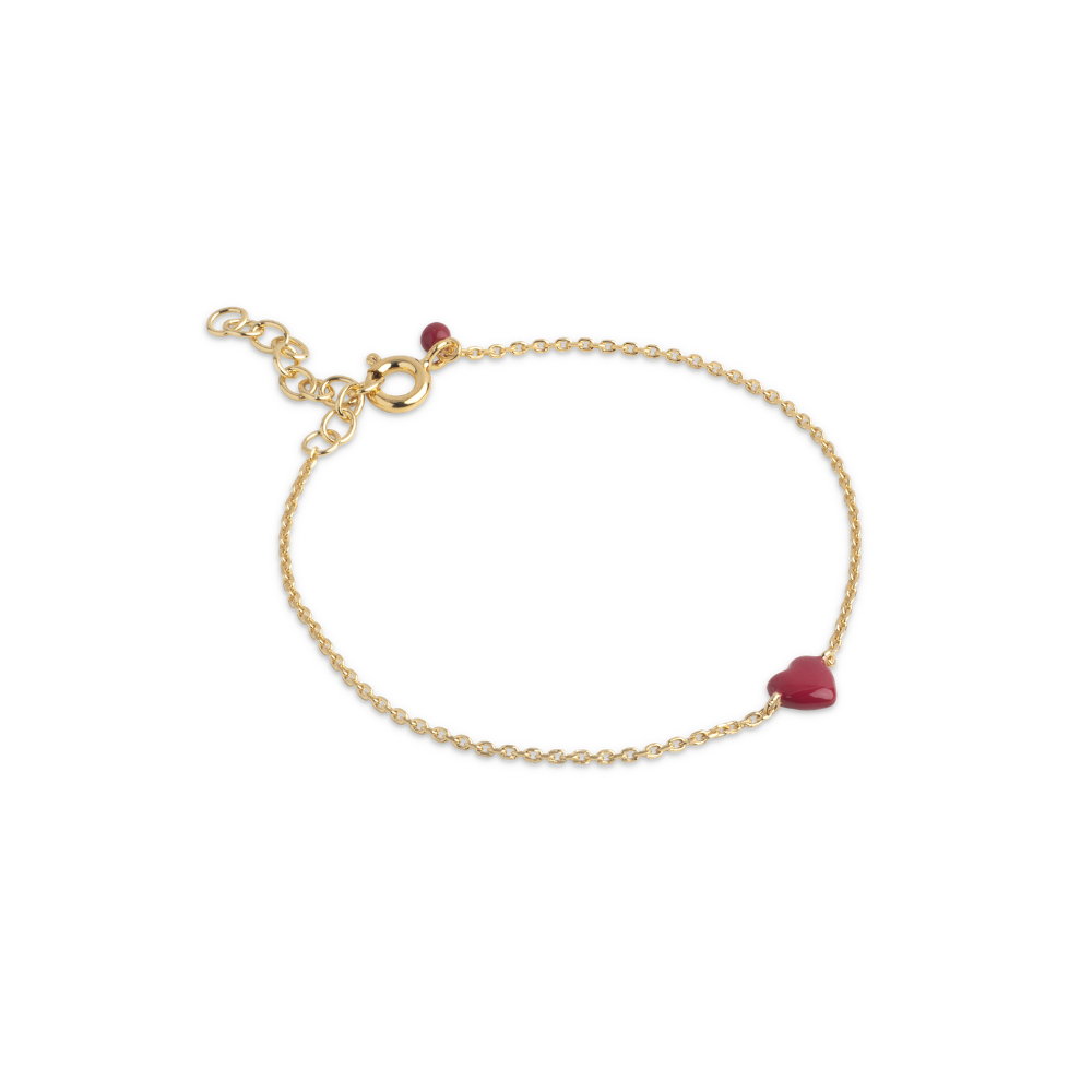 Enamel - Amore armbånd med bordeaux emaljehjerte i forgyldt - B141G-Bordeaux