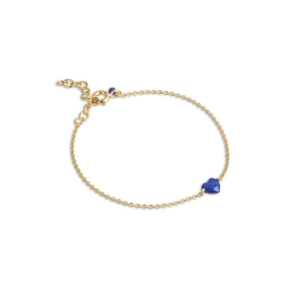 Enamel - Amore armbånd med Indigo emaljehjerte i forgyldt sølv - B141G-Indigo