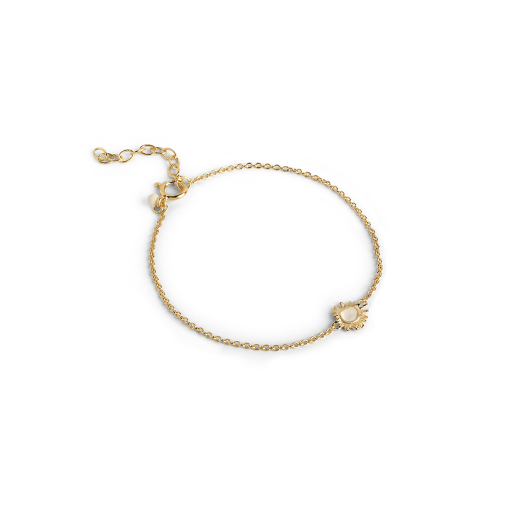 Enamel - Sunshine Daisy armbånd i forgyldt med emalje - B146G-Daisy