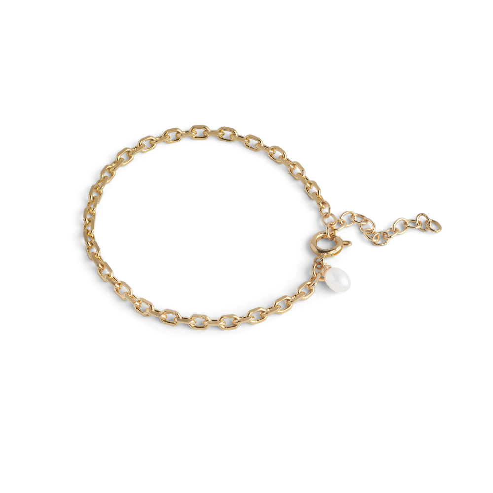Enamel - Significant Pearl armbånd i forgyldt messing - B161GB-Pearl