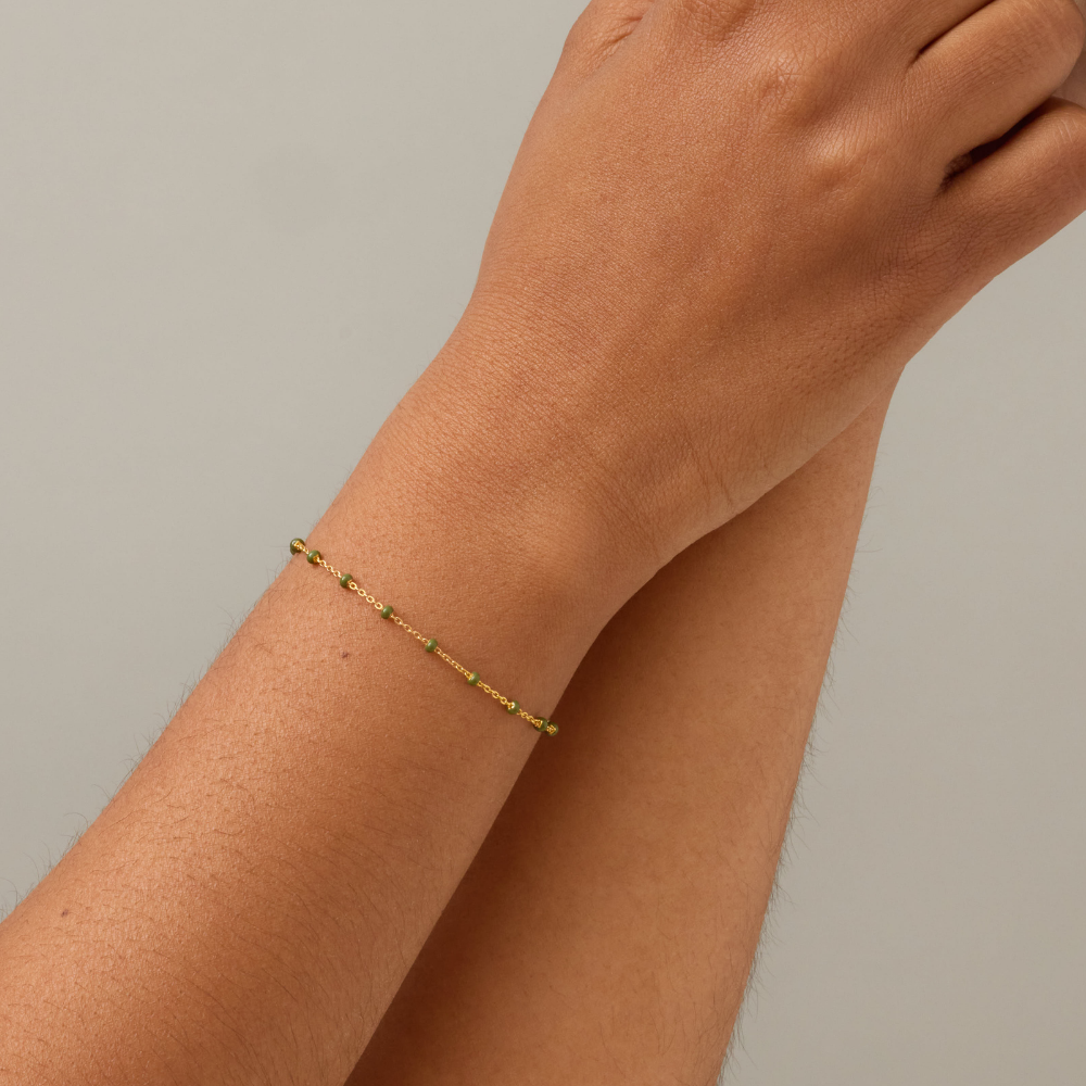Enamel - Lola Khaki armbånd i forgyldt messing - B66GB-Khaki