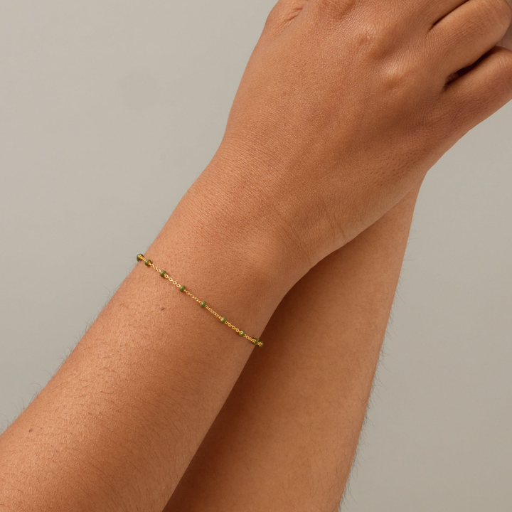 Enamel - Lola Khaki armbånd i forgyldt messing - B66GB-Khaki