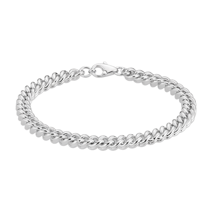 BNH - Rund panser facet sølv armbånd med karabinlås