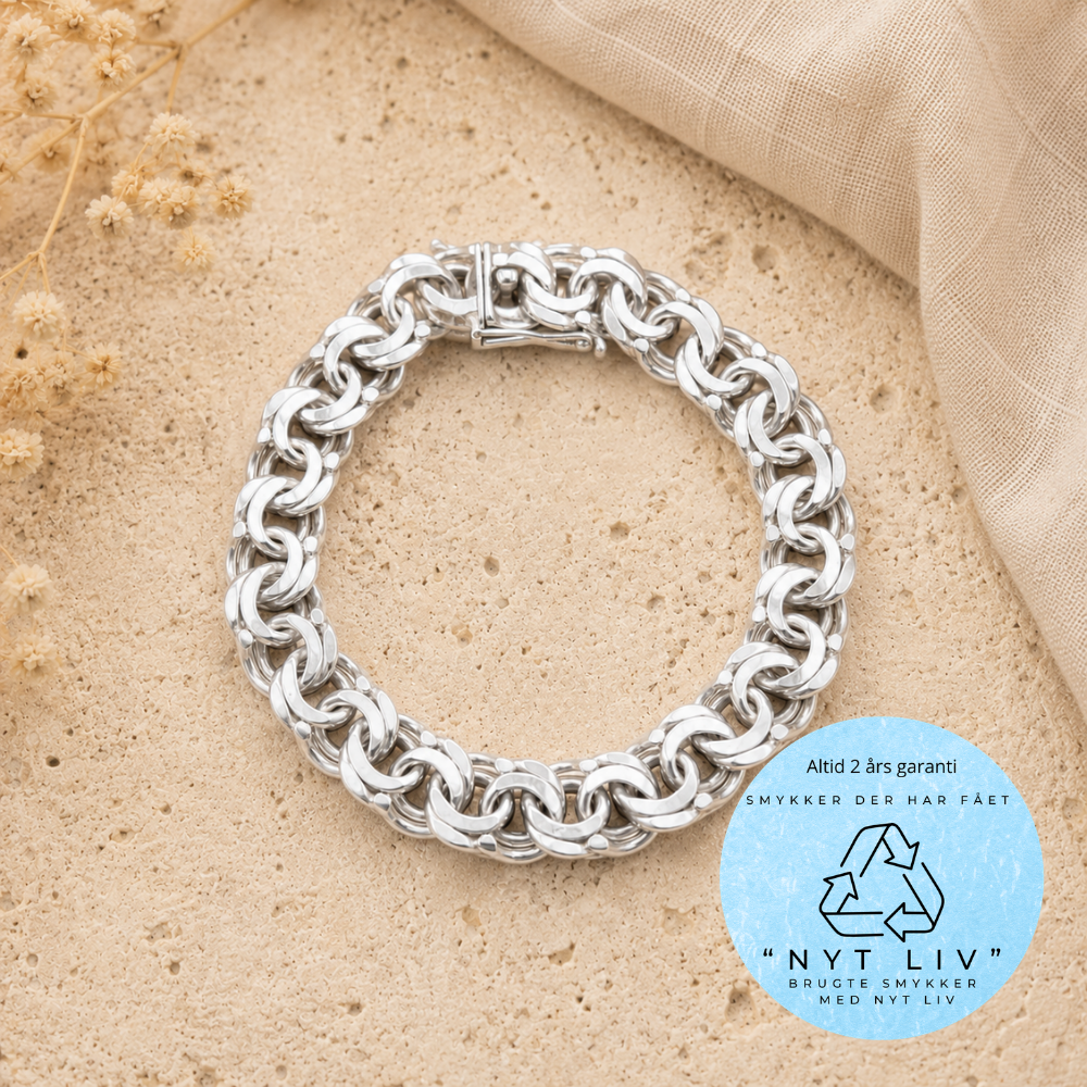 Nyt Liv - Bismark sølv armbånd, 11mm bred, 19cm - NL17