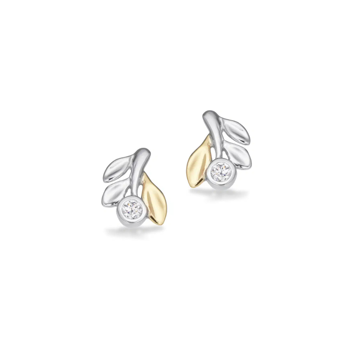 Scrouples - Ørestikker med blade i sølv og guld blad - 165282
