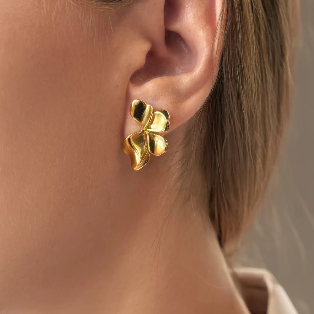 Scrouples - Blomster ørestikker i guldbelagt sølv - 164582