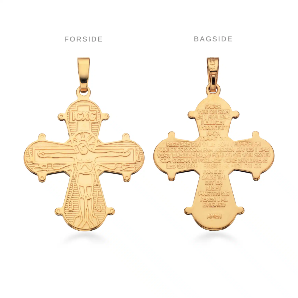 Scrouples - Dagmarkors i Guldbelagt sølv med fadervor, 25x22mm - 25522f