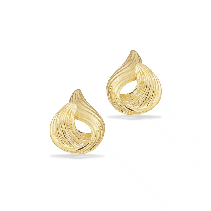 Scrouples - Øreringe i forgyldt med riflet overflade - 164622