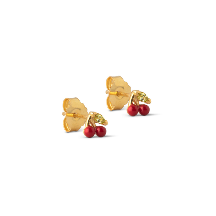 Enamel - Cherry Stud i forgyldt - E218GM