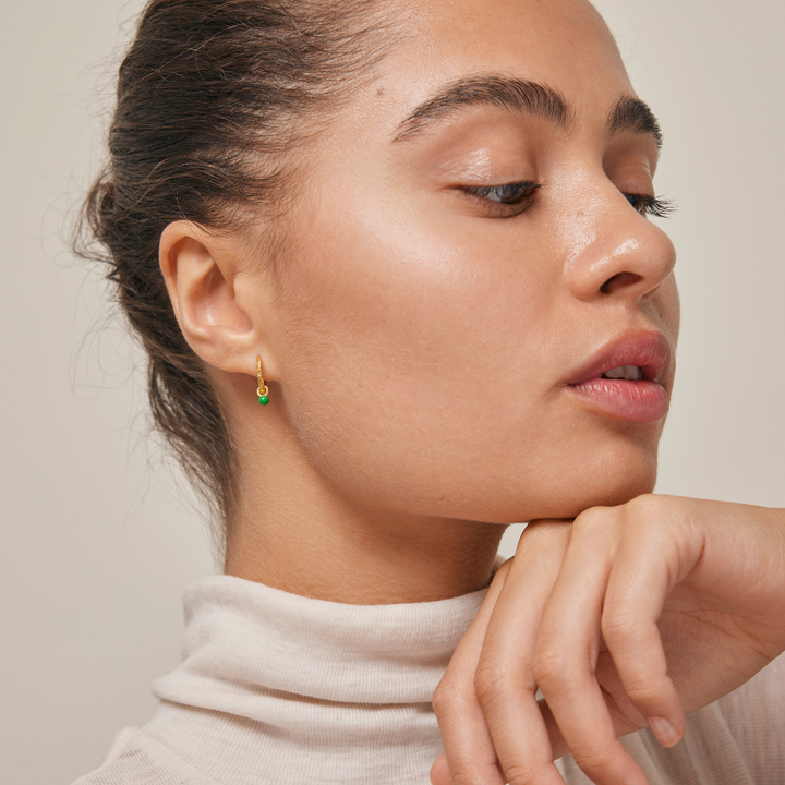 Enamel - Belle Grass Green Hoops i forgyldt - E245GM-GrassGreen