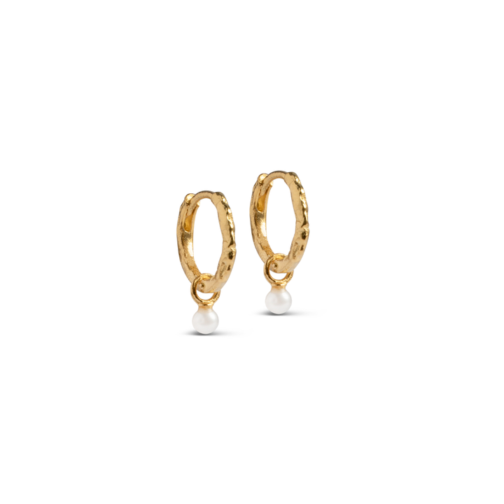 Enamel - Belle Pearl Hoops i forgyldt - E271GM-Pearl