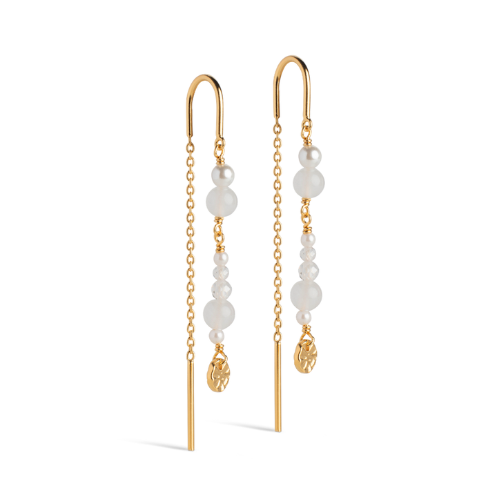 Enamel - Sofia White and Pearls ørehænger i forgyldt - E282G-WhiteandPearls