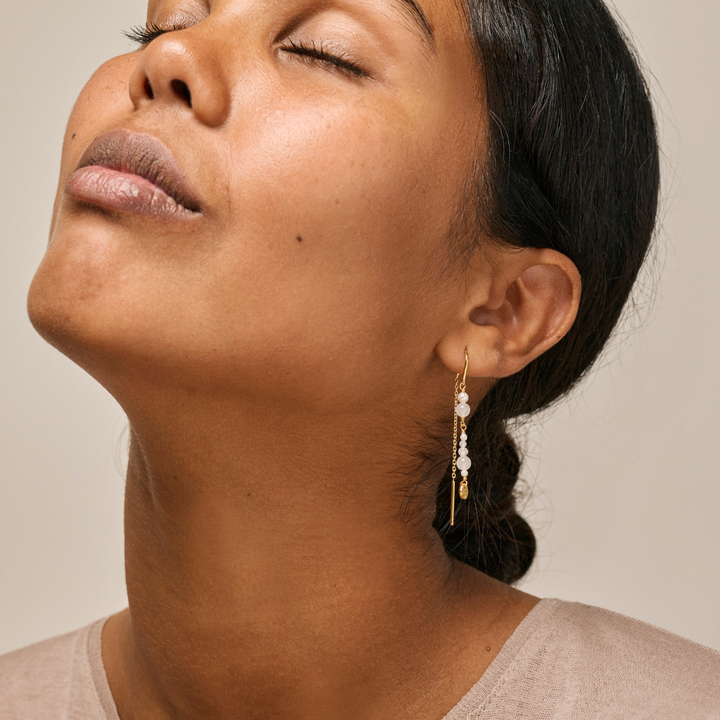 Enamel - Sofia White and Pearls ørehænger i forgyldt - E282G-WhiteandPearls