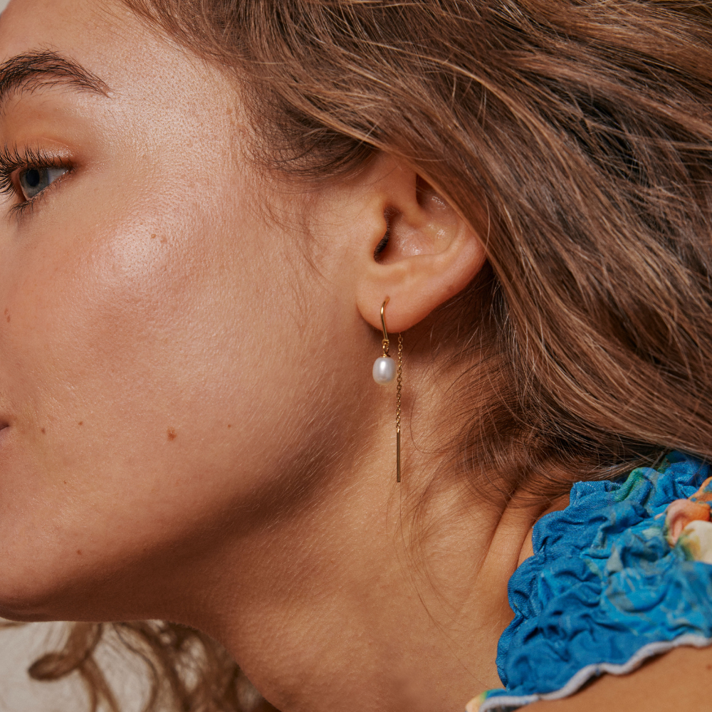 Enamel - Eleanor Pearl ørehænger i forgyldt - E308G-Pearl
