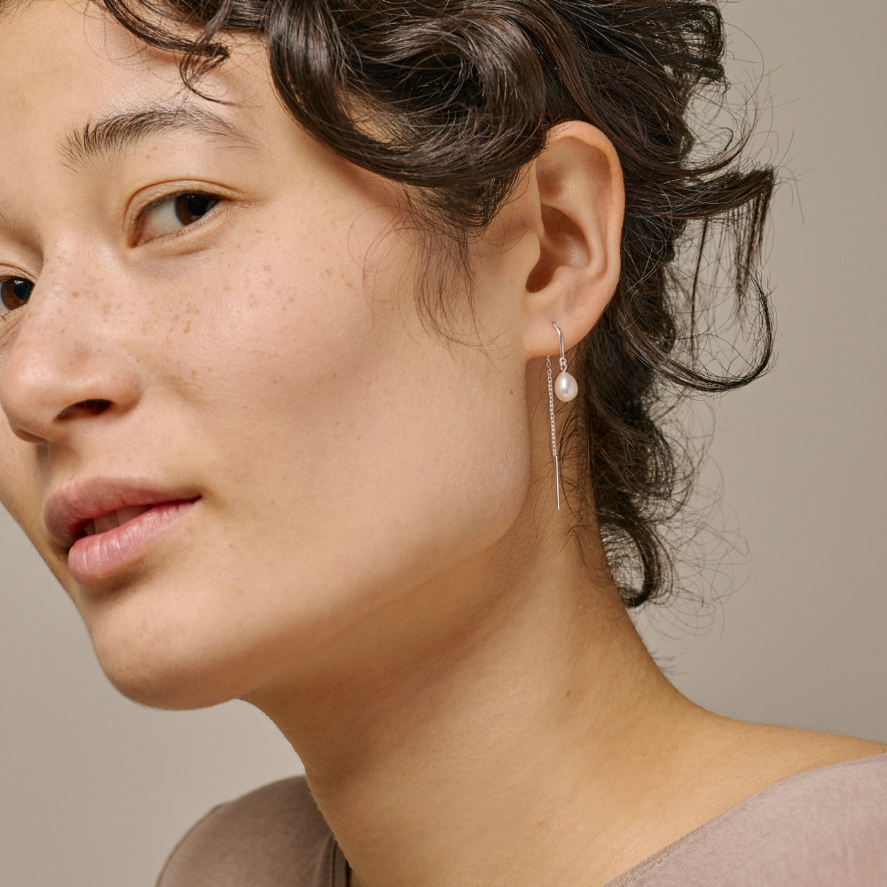 Enamel - Eleanor Pearl ørehænger i sølv - E308S-Pearl